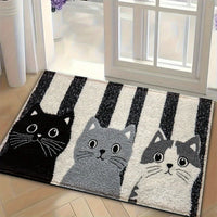 Alfombra Vikama de gato de dibujos animados a rayas, felpudo suave, alfombrilla impermeable para el suelo, alfombra de dormitorio, alfombra de sala de estar, alfombra exterior, decoración del hogar
