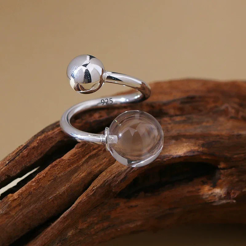 VENTFILLE 925 Sterling Silver Twisted Croissant Ring | Minimalist Chunky Geometric Jewelry