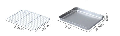 304 Wire Steaming Kebab Barbecue Mesh Rack BBQ Grill Mesh Net Carbon Stainless Steel deep Square Plate cafeteria Storage trays