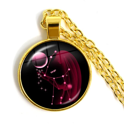 Zodiac Necklace Silver Plated | 12 Constellation Pendant Jewelry