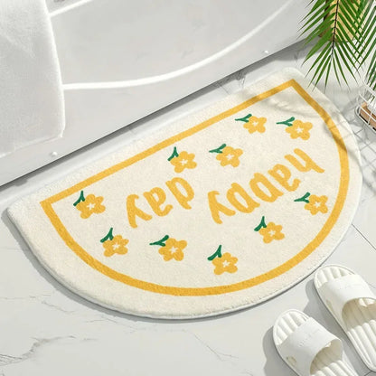 VIKAMA | Tapis en imitation cachemire à motif floral frais - Antidérapant, Tapis de bain absorbant/Paillasson de salon/Tapis de sol polyvalent