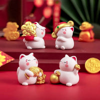 4/6pcs Cartoon Lucky Cats Figurines Miniatures Micro Landscape Ornaments For Home Room Desktop Decorations Accessories Gifts