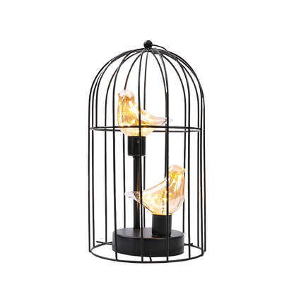 Birdcage Table Lamp Battery Operated Cordless Fairy Light Bird LED Home Decor