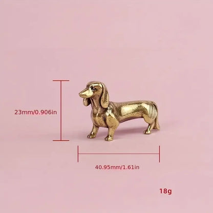 Pure Copper Dachshund Statue Vintage Brass Figurines Home Decote Desktop Ornament Miniatures Antique Tea Pet Crafts Gifts