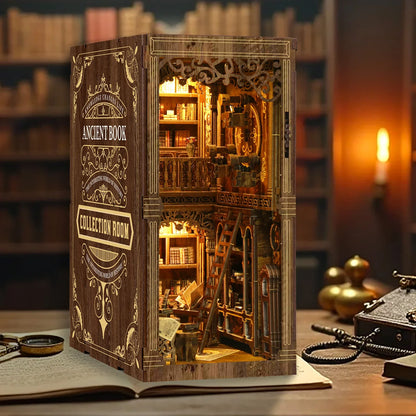 Vintage Book Collection Room Wooden Book Nook DIY Kit - 3D Puzzle House Model, Christmas & Black Friday Craft Gift