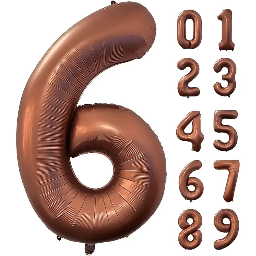 Foil Number Balloons 40 Inch | Brown Birthday Party Decor