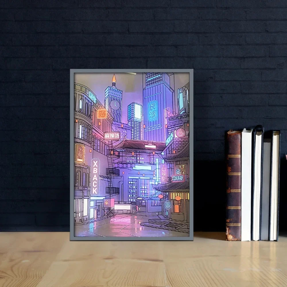 LED Cityscape Night View Light Painting USB Dimmable Wall Art Lamp Home Decor