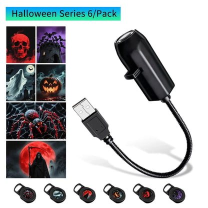 Halloween LED Projection Night Light | Pumpkin Moon Ceiling Lamp with USB