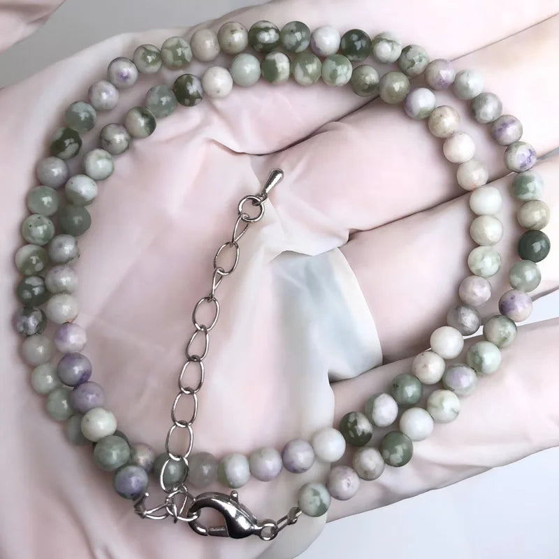Natural Stone Bead Adjustable Necklace | Agate Opal Tigers Eye Quartz Crystal Jewelry
