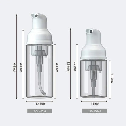 Mini Foam Dispenser Pump Bottles | 30ml 60ml Travel Refillable Soap Containers