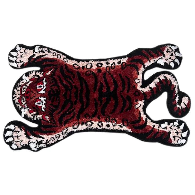 VIKAMA Tiger-Patterned Carpet, Soft Imitation Cashmere Carpet, Warm Bedroom Bedside Rug, Living Room Floor Mat, Home Decoration