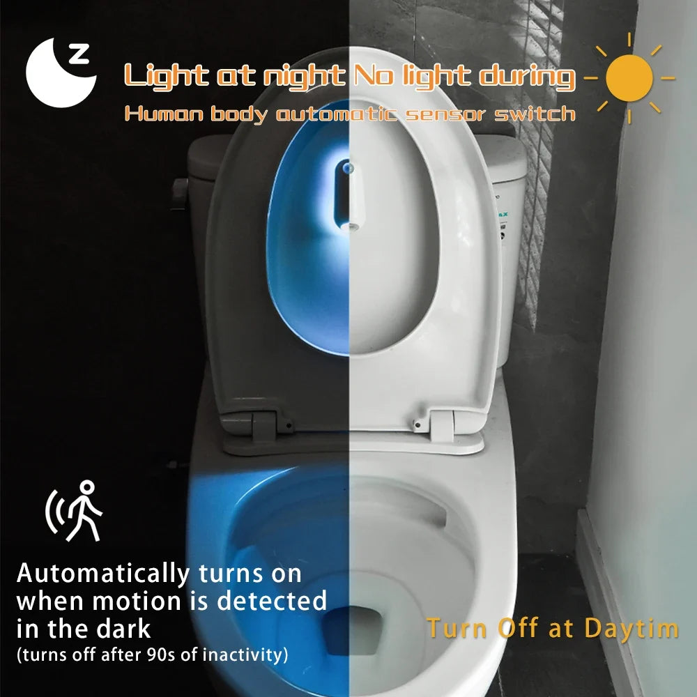 Motion Sensor Toilet Night Light RGB LED Bowl Light Rechargeable Bathroom Decor Lamp