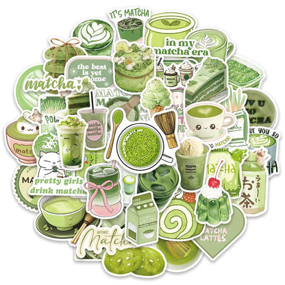 Matcha Girl Stickers Set | 50 Cute Cartoon Decals for Notebooks, Laptops & Luggage