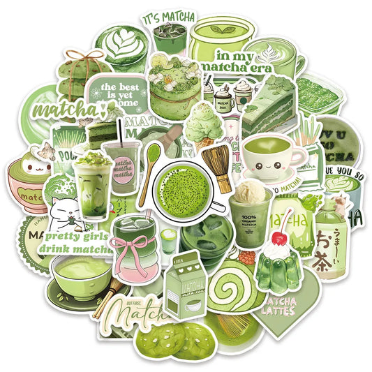 Matcha Girl Stickers Set | 50 Cute Cartoon Decals for Notebooks, Laptops & Luggage