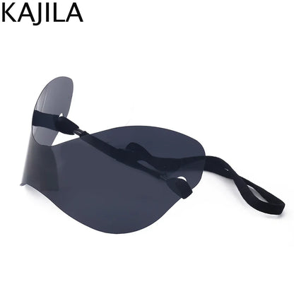 Oversized Punk Rimless Sunglasses | Y2K UV400 Mirror Lens Shades