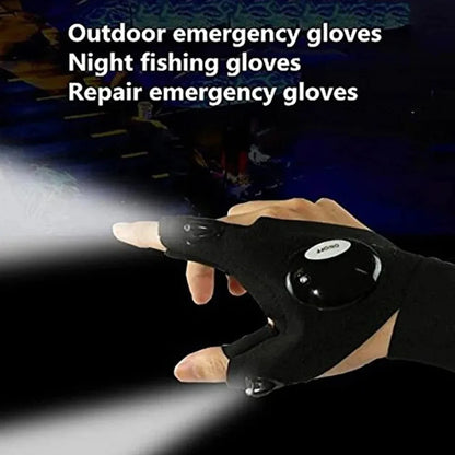 LED Flashlight Gloves | Waterproof Fingerless Illumination Gloves for Running, Cycling, Camping, Hiking, and Rescue