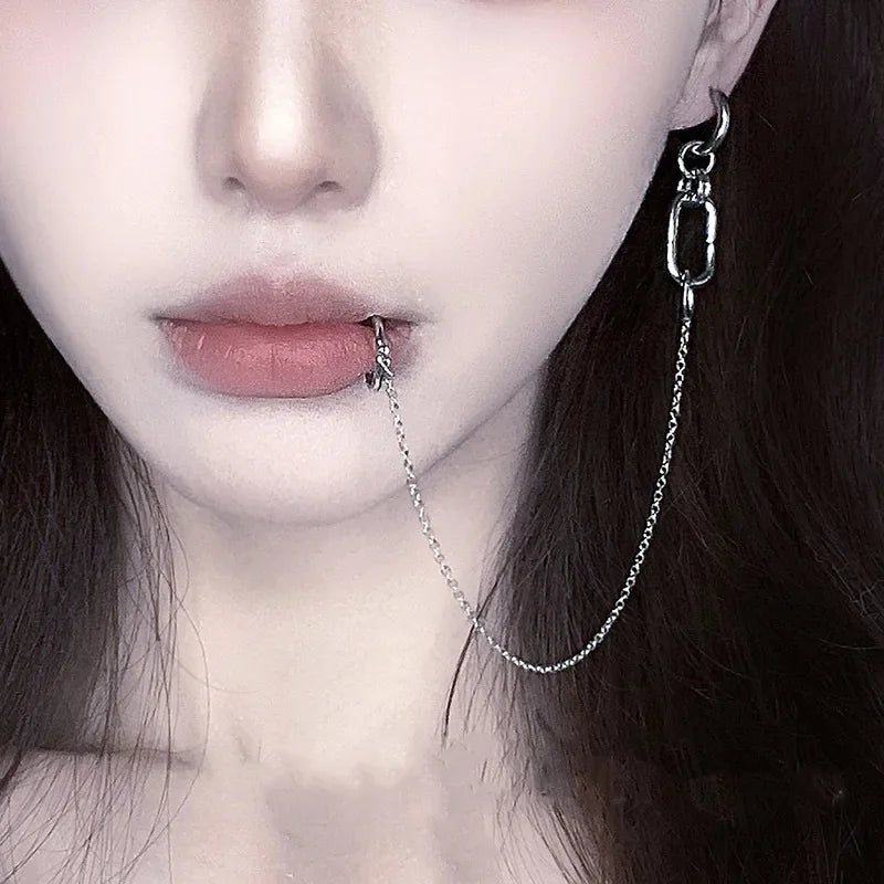 NANA Inspired Lip Piercing Set | Cosplay Punk Chain Earrings