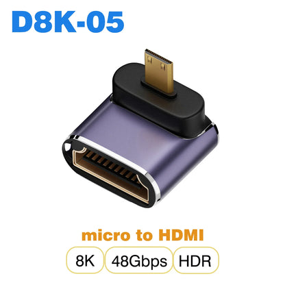HDMI-Compatible Adapter | Mini and Micro HDMI to HDMI 2.1 Converter 48Gbps 8K60Hz 4K120Hz