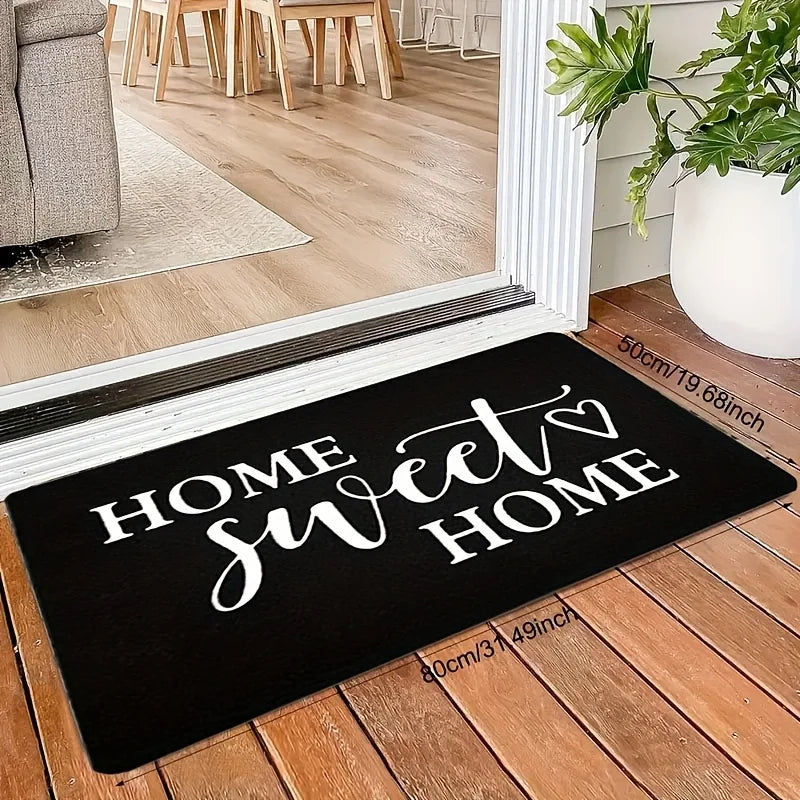 VIKAMA Felpudo de Bienvenida "HOME SWEET HOME" con Diseño de Corazones para el Día de San Valentín, Alfombra Antideslizante para Jardín Exterior, Regalo de Vacaciones, Decoración del Hogar