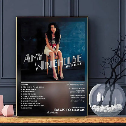 Pop Singer Amy Winehouse Poster HD Art Sticky Wall Waterproof Home Living Room Bar Decoration