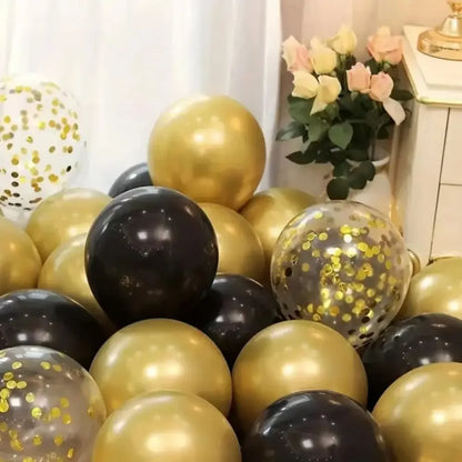 16pcs Black Metallic Sequin Glitter Balloons | Party Decoration Set