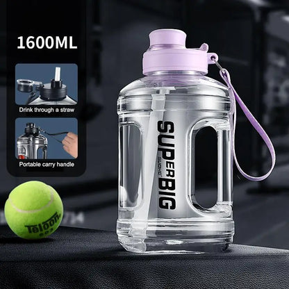 Large Capacity Sports Water Bottle with Straw | Leakproof Plastic Drinking Bottle for Outdoor Travel and Gym