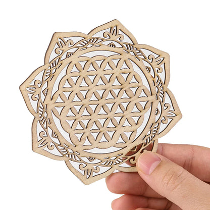 Wooden Chakra Board with Metatron Flower | Laser Engraved Meditation Coaster