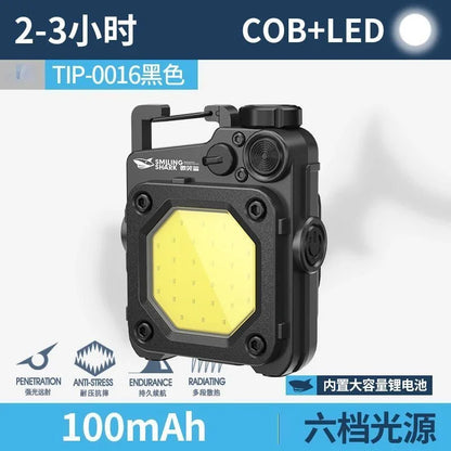 SMILING SHARK Flashlight Magnetic Clothe Clip Running Light | Outdoor Strong LED Camping Lantern with Power Indicator
