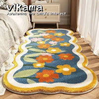 Alfombra de cachemir sintético VIKAMA, alfombrilla antideslizante engrosada, absorbente y resistente a las manchas para uso en el hogar y junto a la cama