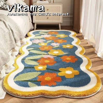 Alfombra de cachemir sintético VIKAMA, alfombrilla antideslizante engrosada, absorbente y resistente a las manchas para uso en el hogar y junto a la cama