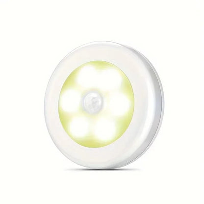 6LED Motion Sensor Night Light | Wireless Battery Operated Puck Lamp for Closet, Stair, Hallway