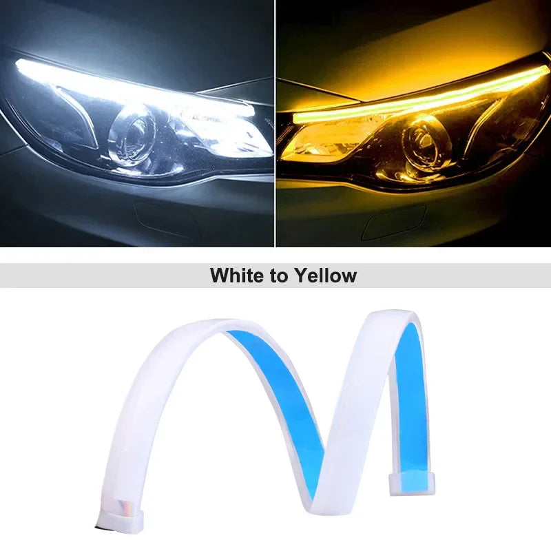 12V LED Car Daytime Running Light | Flexible Waterproof Strip with Flowing Turn Signal