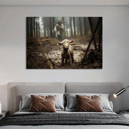 Lienzo clásico vintage: "Cristo salva al cordero", póster impreso HD, pintura decorativa para el hogar, sala de estar, dormitorio, pasillo