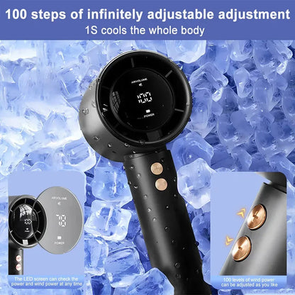 Turbo Mini | Handheld Fan with 100-Speed Control | Portable Misting Fan for Personal Cooling