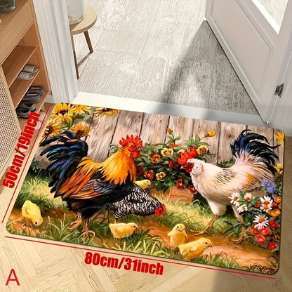 VIKAMA Chicken Kitchen Carpet Soft and Comfortable Laundry Room Floor Mat Entrance Corridor Carpet Home Decoration