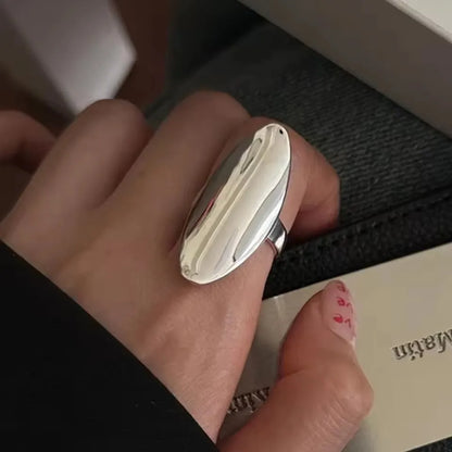 VENTFILLE 925 Sterling Silver Arched Wide Geometric Punk Ring | Asymmetric Cocktail Jewelry