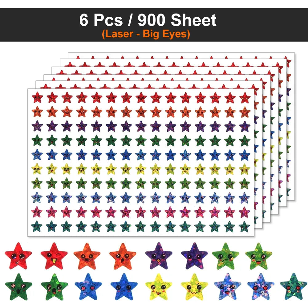 Happy Face Stars Reward Sticker Pack | 450-3000 Sheets for DIY Decor