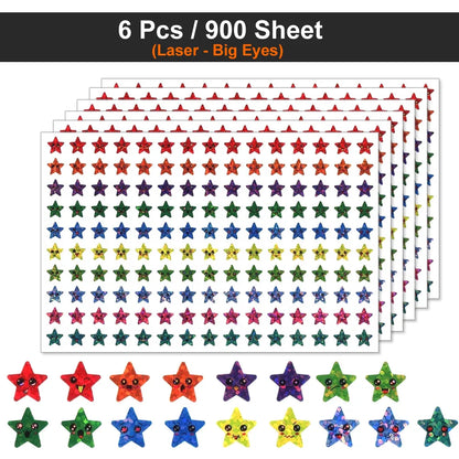 Happy Face Stars Reward Sticker Pack | 450-3000 Sheets for DIY Decor