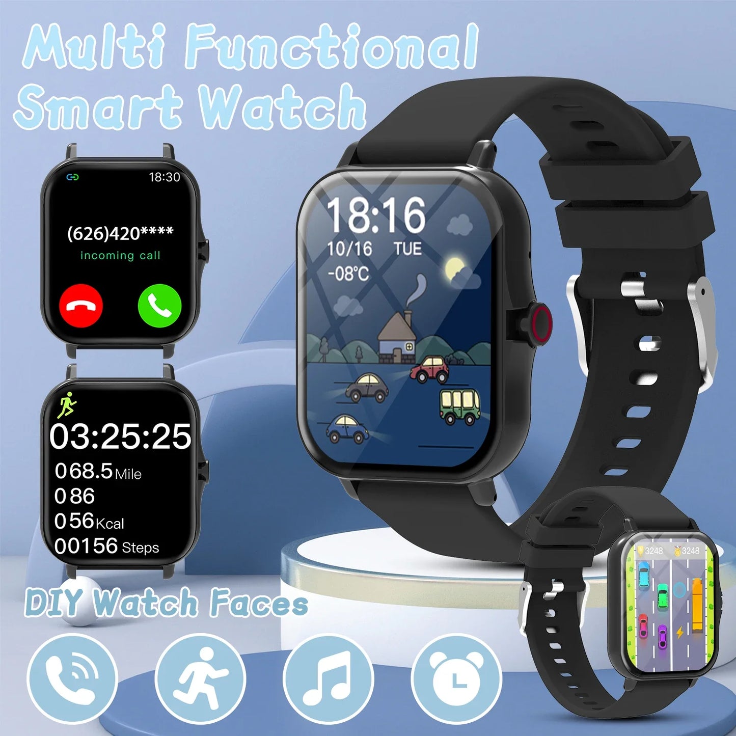 2026 Smartwatch with 1.83-Inch Screen | Bluetooth Call Fitness Tracker for Kids and Adults