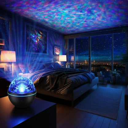 Galaxy Projector Starry Sky Night Light with Ocean Wave Music Remote USB for Kids