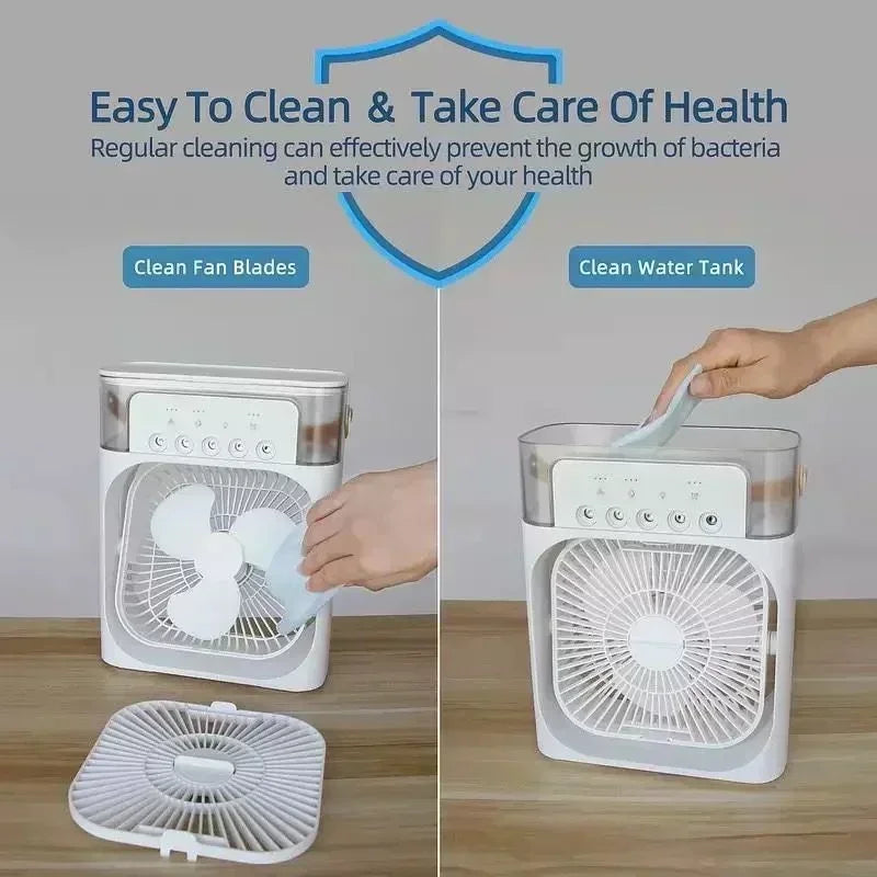 Compact Air Cooler | 3-in-1 Evaporative Cooler Fan with Adjustable Speeds | USB Powered for Personal Comfort