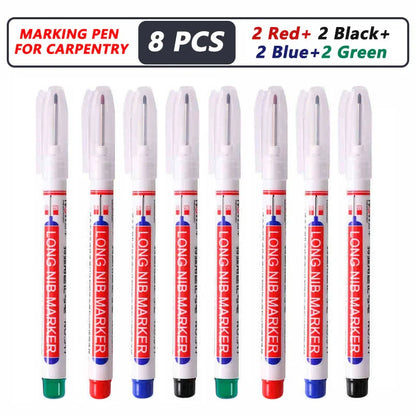 Deep Hole Long Nib Markers for Metal Wood Tile | 8-Pack Waterproof Marking Pens