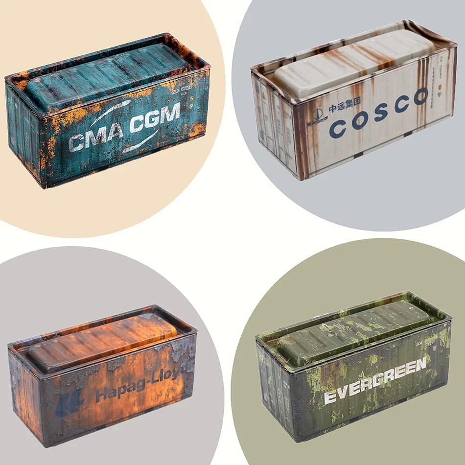 Lot de 4 mini boîtes de rangement en fer de style industriel rétro, décoration créative, objet de collection, mini conteneur de bureau, cadeaux miniatures
