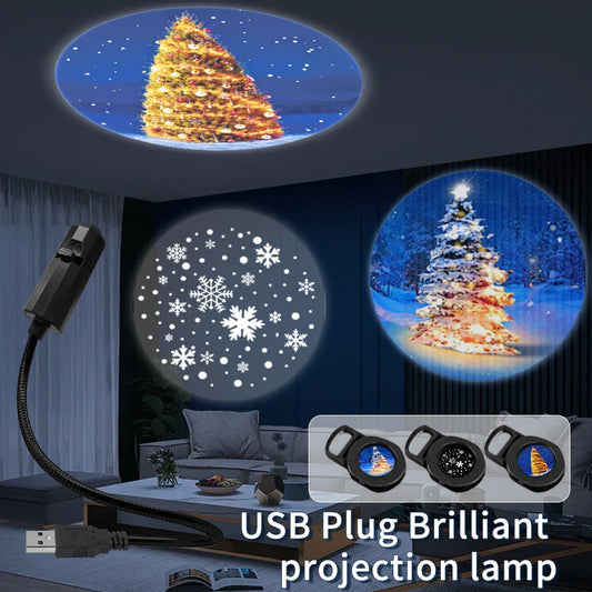 USB Projection Lamp with Switchable Pattern Design | LED Night Light for Christmas Halloween Planet Theme
