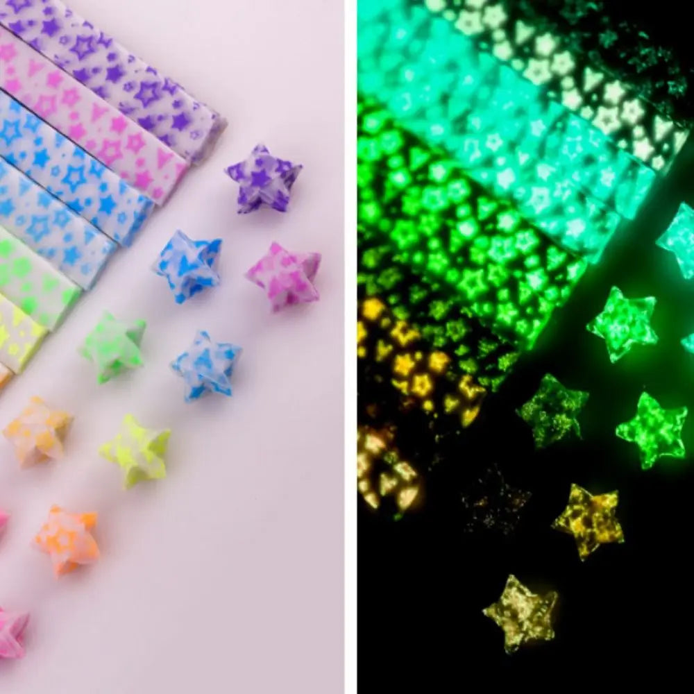 210 Sheets Luminous Origami Stars Paper | 10 Colors Glow in the Dark Lucky Star Strips for DIY Craft