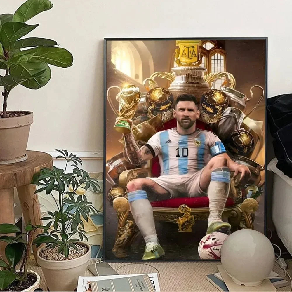 Clásico, Deportes - Rionel Messi - Fútbol, Arte de pared, Póster lienzo, Decoración para sala de estar y dormitorio, Arte de pared de estadio