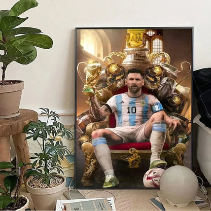Clásico, Deportes - Rionel Messi - Fútbol, Arte de pared, Póster lienzo, Decoración para sala de estar y dormitorio, Arte de pared de estadio