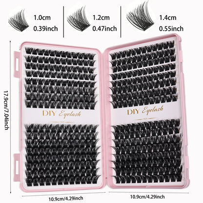 384pcs Cluster Lashes Mixed Tray | DIY Natural Look Eyelash Extension