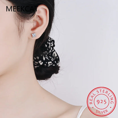 1ct D Color Moissanite Square Stud Earrings | Luxury 925 Sterling Silver Jewelry Gift