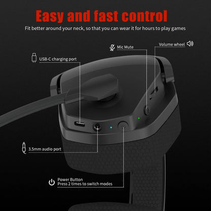 Dual Wireless Gaming Headset with Mic ANC for PS5 PC Mobile Switch